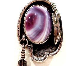Vintage Native American Sterling Silver Wampum Shell Pendant Necklace 24