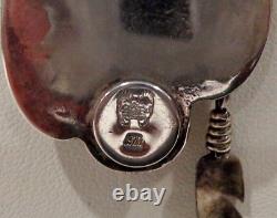 Vintage Native American Sterling Silver Wampum Shell Pendant Necklace 24