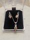 Vintage Native American Sterling Silver pastel earring & pendant set Signed M4