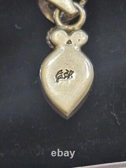 Vintage Native American Sterling Silver pastel earring & pendant set Signed M4
