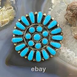 Vintage Native American Sterling Turquoise Cluster Brooch/Pendant For Women