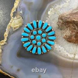 Vintage Native American Sterling Turquoise Cluster Brooch/Pendant For Women