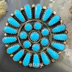 Vintage Native American Sterling Turquoise Cluster Brooch/Pendant For Women