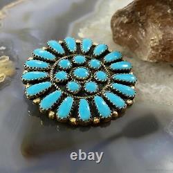 Vintage Native American Sterling Turquoise Cluster Brooch/Pendant For Women