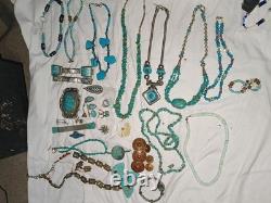 Vintage Native American Sterling Turquoise Jewelry Lot Bracelets Rings Earrings
