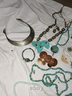 Vintage Native American Sterling Turquoise Jewelry Lot Bracelets Rings Earrings