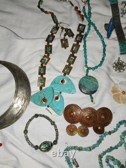 Vintage Native American Sterling Turquoise Jewelry Lot Bracelets Rings Earrings