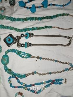 Vintage Native American Sterling Turquoise Jewelry Lot Bracelets Rings Earrings