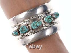 Vintage Native American Sterling/turquoise cuff bracelet hj