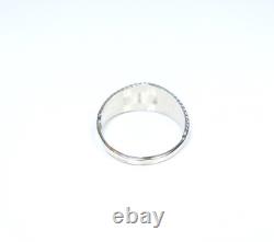 Vintage Native American Style Channel Inlay Sterling Silver Turquoise Ring 7.75