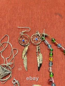 Vintage Native American Style Jewelry Lot Earrings, Turquoise Bracelet Etc E1