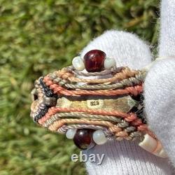 Vintage Native American Style Necklace Sterling Silver 925 Garnet Quartz Heishi