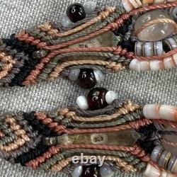 Vintage Native American Style Necklace Sterling Silver 925 Garnet Quartz Heishi