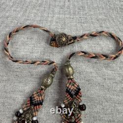 Vintage Native American Style Necklace Sterling Silver 925 Garnet Quartz Heishi