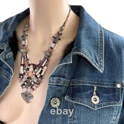 Vintage Native American Style Necklace Sterling Silver 925 Garnet Quartz Heishi