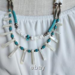 Vintage Native American Style Turquoise Heishi & Shell Necklace 24