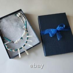 Vintage Native American Style Turquoise Heishi & Shell Necklace 24