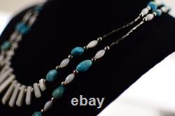 Vintage Native American Style Turquoise Shell Necklace 24