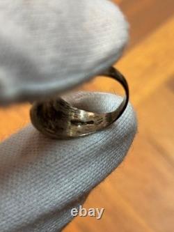 Vintage Native American Thunderbird Silver Turquoise Ring Size 15 Sterling Stamp