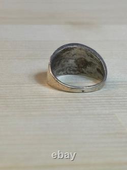 Vintage Native American Thunderbird Silver Turquoise Ring Size 15 Sterling Stamp