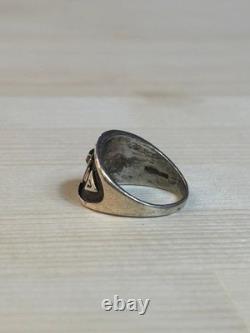 Vintage Native American Thunderbird Silver Turquoise Ring Size 15 Sterling Stamp