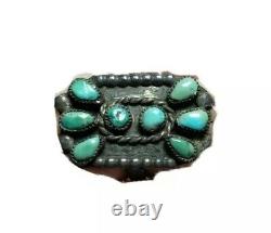 Vintage Native American Turquoise Cluster Statement Sterling Ring Jewelry Size 6