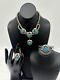 Vintage Native American Turquoise Feather Necklace Set Artisan Signed Yazzie