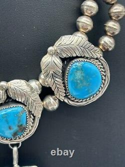 Vintage Native American Turquoise Feather Necklace Set Artisan Signed Yazzie