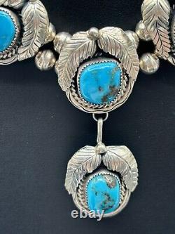 Vintage Native American Turquoise Feather Necklace Set Artisan Signed Yazzie