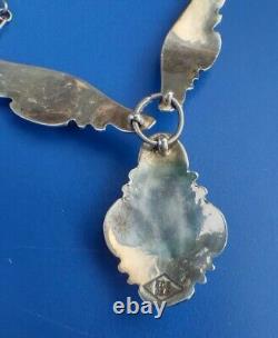Vintage Native American Turquoise Navajo Silver Feathers Necklace