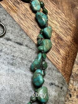 Vintage Native American Turquoise Nugget 2 Strand Bead Necklace Jewelry