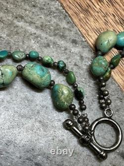 Vintage Native American Turquoise Nugget 2 Strand Bead Necklace Jewelry