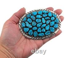 Vintage Native American Turquoise Nugget Cluster Belt Buckle Handmade Jewelry