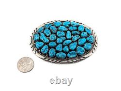 Vintage Native American Turquoise Nugget Cluster Belt Buckle Handmade Jewelry