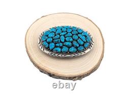 Vintage Native American Turquoise Nugget Cluster Belt Buckle Handmade Jewelry