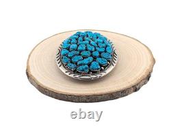Vintage Native American Turquoise Nugget Cluster Belt Buckle Handmade Jewelry