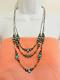 Vintage Native American Turquoise Nugget & Silver Bead 3-Strand Necklace c1980s