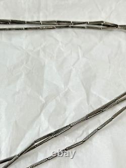 Vintage Native American Turquoise Nugget & Silver Bead 3-Strand Necklace c1980s