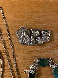 Vintage Native American Turquoise Pawn Shop Sterling Silver Jewelry Lot Necklace