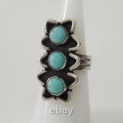 Vintage Native American Turquoise Ring 925 Silver Size 5.5