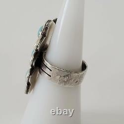 Vintage Native American Turquoise Ring 925 Silver Size 5.5