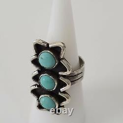 Vintage Native American Turquoise Ring 925 Silver Size 5.5