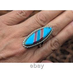 Vintage Native American Turquoise Ring Navajo Signed Kee Brown Jewelry Sz 9