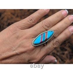 Vintage Native American Turquoise Ring Navajo Signed Kee Brown Jewelry Sz 9