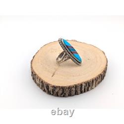 Vintage Native American Turquoise Ring Navajo Signed Kee Brown Jewelry Sz 9