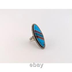 Vintage Native American Turquoise Ring Navajo Signed Kee Brown Jewelry Sz 9