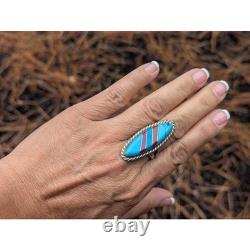 Vintage Native American Turquoise Ring Navajo Signed Kee Brown Jewelry Sz 9