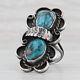 Vintage Native American Turquoise Ring Sterling Silver Navajo Jewelry Size 7.5