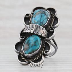 Vintage Native American Turquoise Ring Sterling Silver Navajo Jewelry Size 7.5