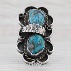 Vintage Native American Turquoise Ring Sterling Silver Navajo Jewelry Size 7.5